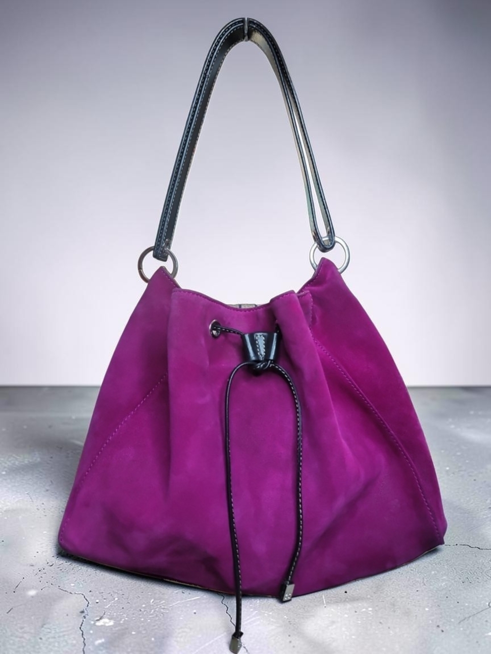 Kate Spade Magenta Suede Drawstring Shoulder Bag Preloved